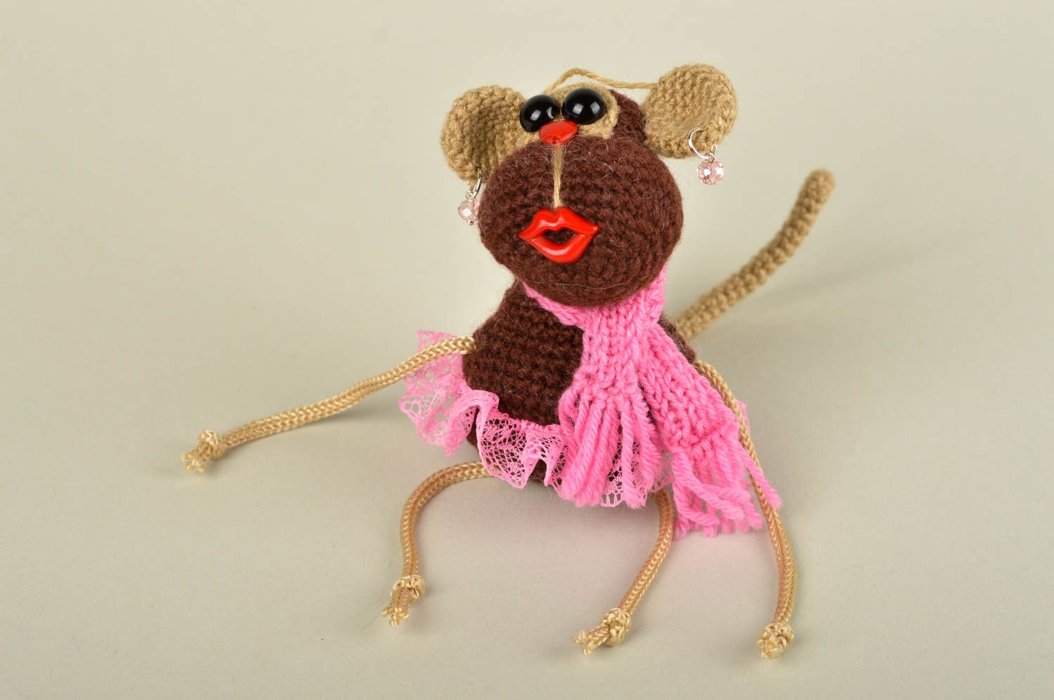 Peluche de animal mono hecho a mano juguete de ganchillo regalo para niño  foto 5