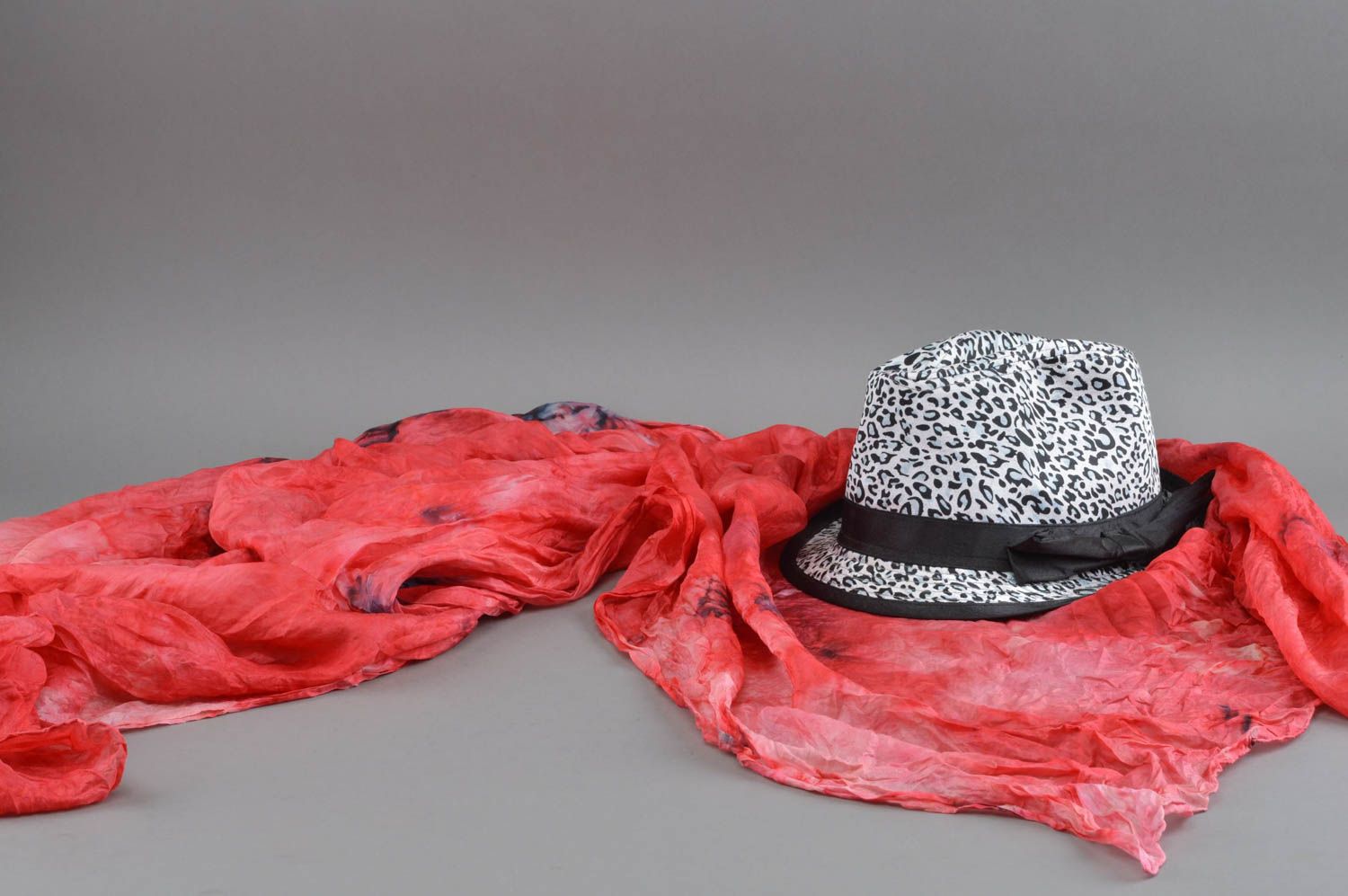 Handmade silk shawl designer red scarf unusual stylish accessory gift photo 1