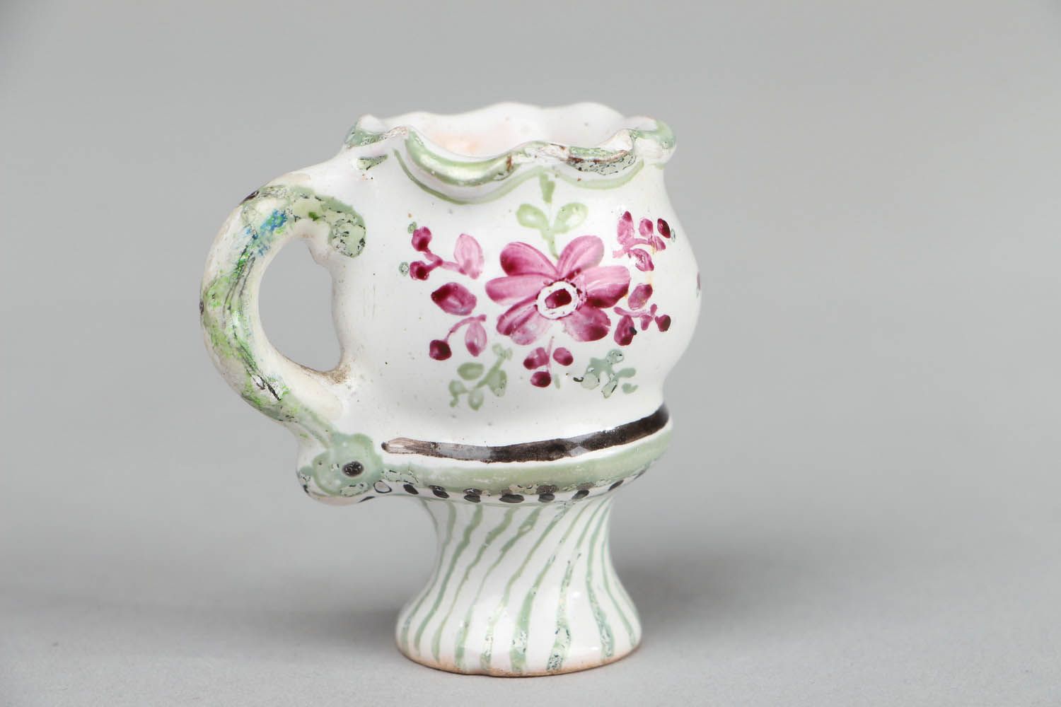 Little 2 inches ceramic floral design porcelain décor vase 0,07 lb photo 2