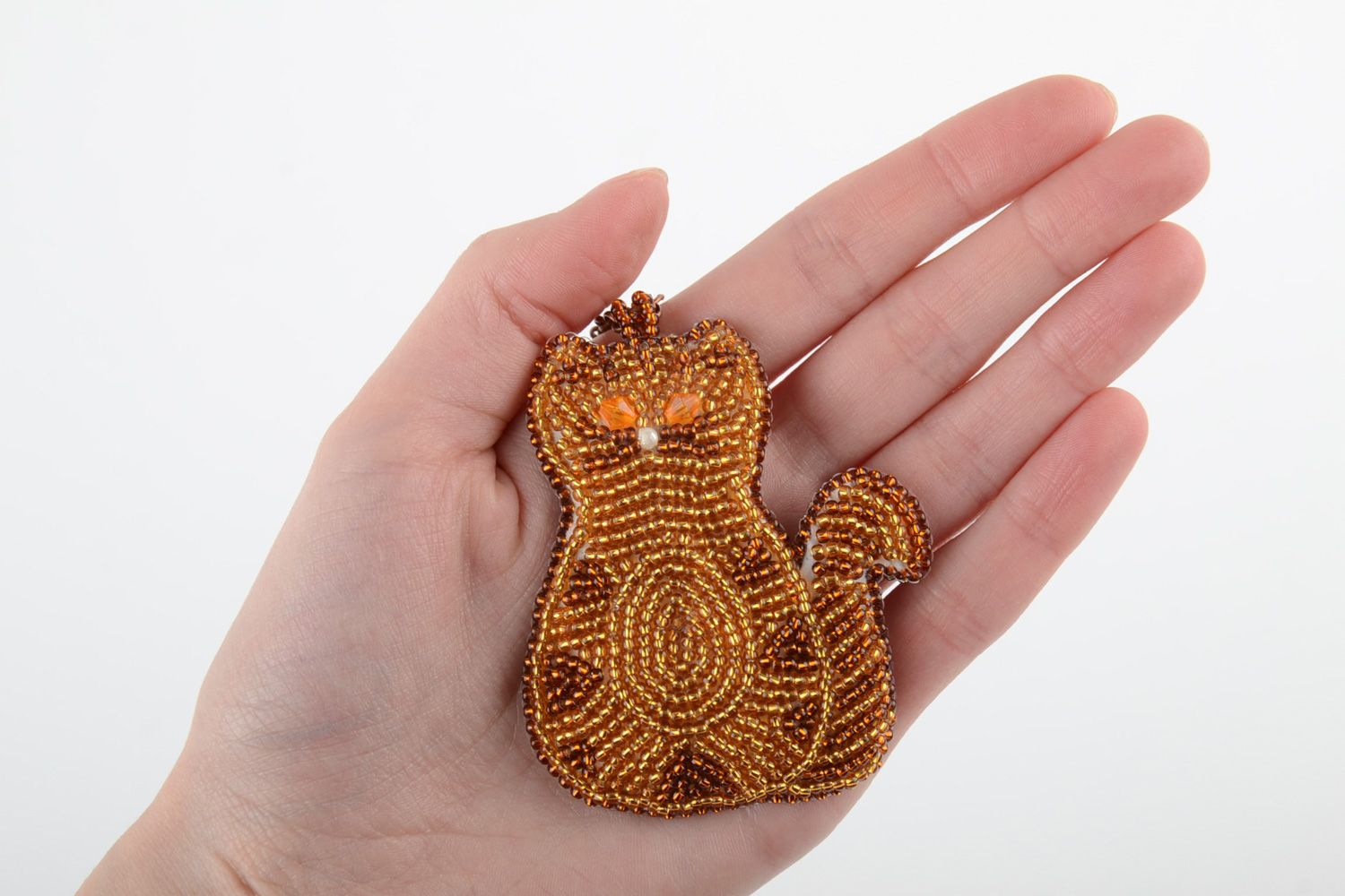 Pendentif en perles de rocaille figurine en forme de chat fait main pour femme photo 5
