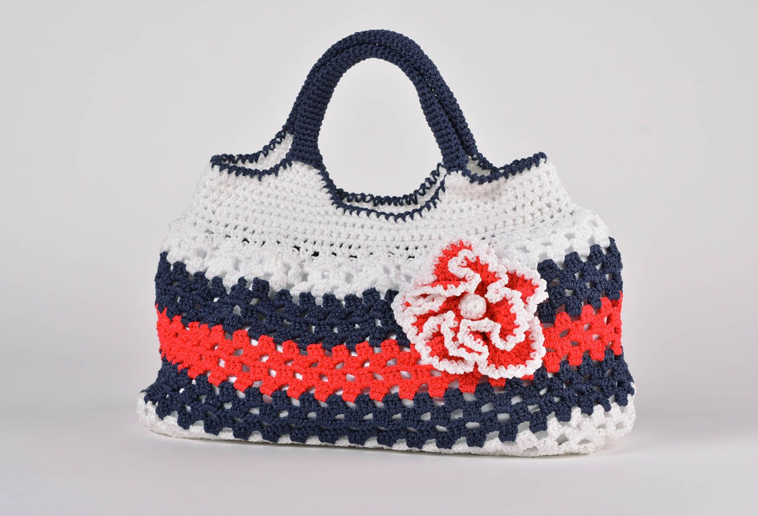Crocheted handmade purse colorful female beautiful delicate designer handbag photo 1