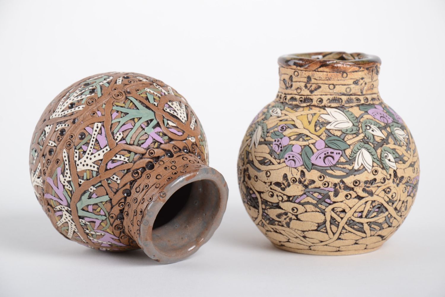 2 floreros de cerámica jarrones decorativos hechos a mano diseño de interior foto 3