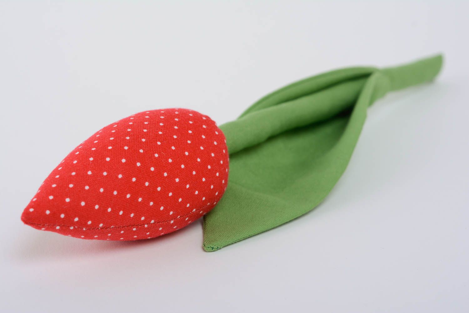 Beautiful handmade fabric soft artificial flower red with dots photo 1