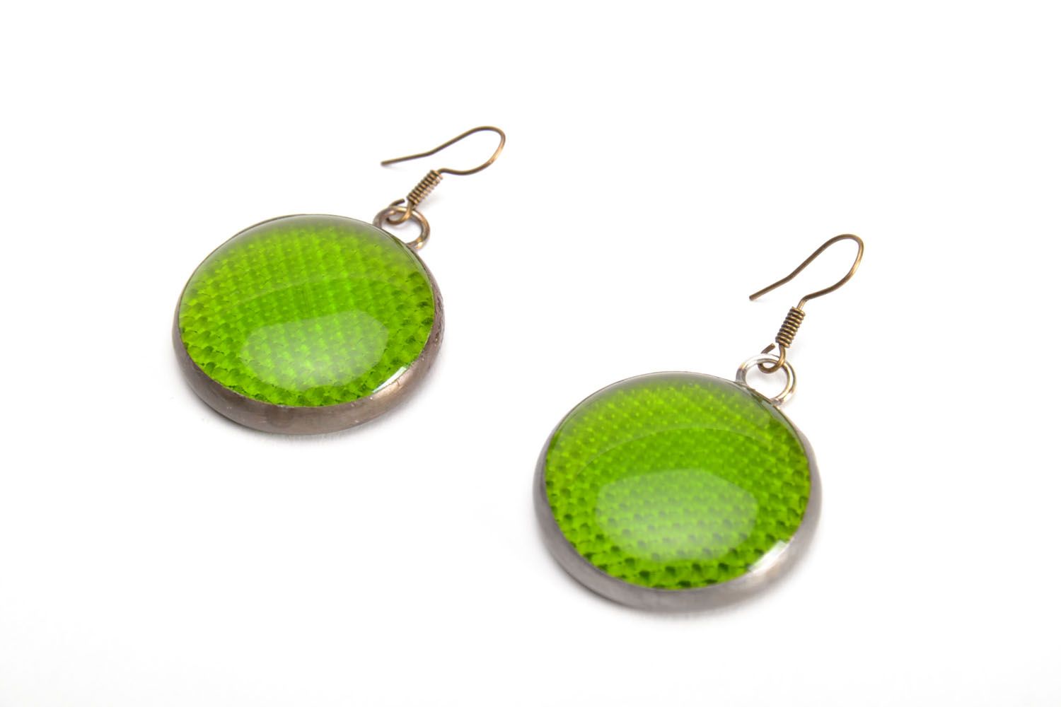 Glass green earrings photo 2
