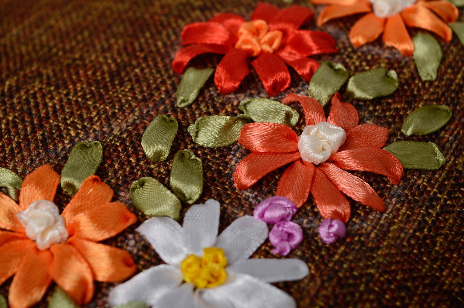 Fabric bag with handmade embroidery Wreath photo 5