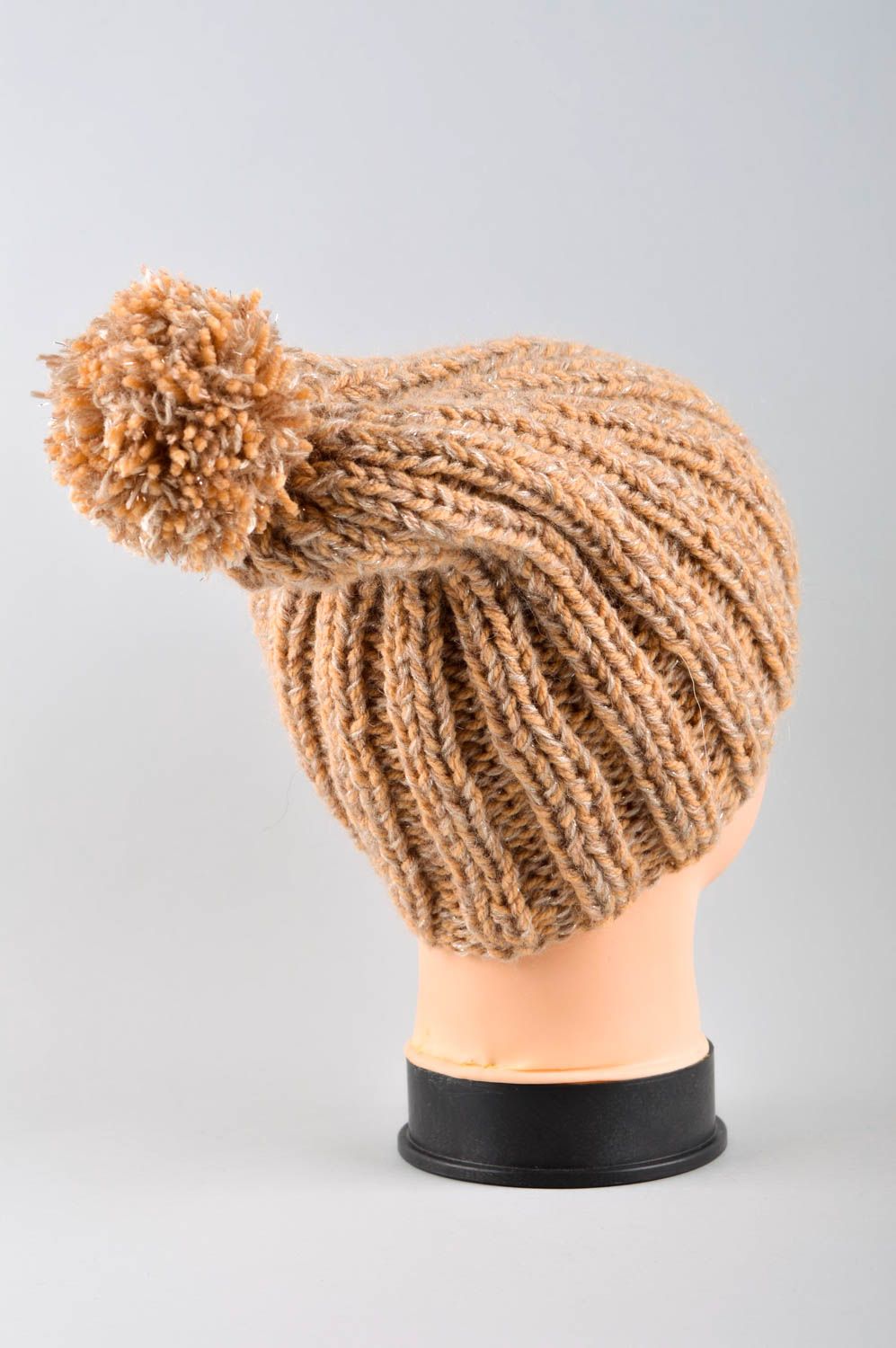 Beautiful handmade knitted hat pompon hat design fashion accessories for girls photo 3