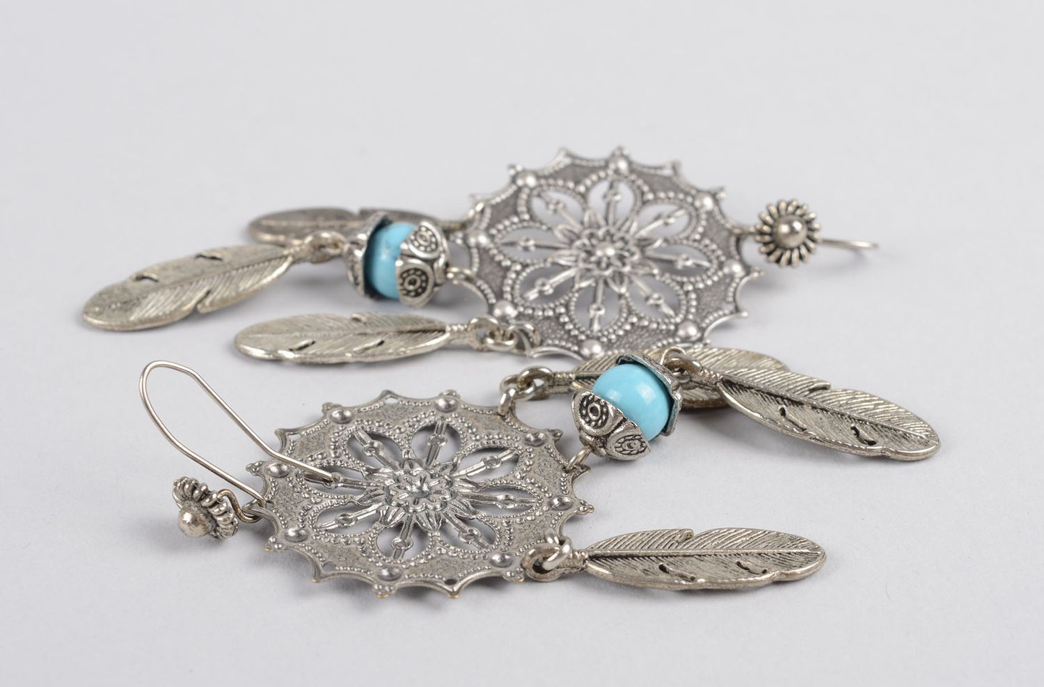 Handmade Metall Ohrringe ausgefallener Ohrschmuck Ohrringe für Damen lang foto 4