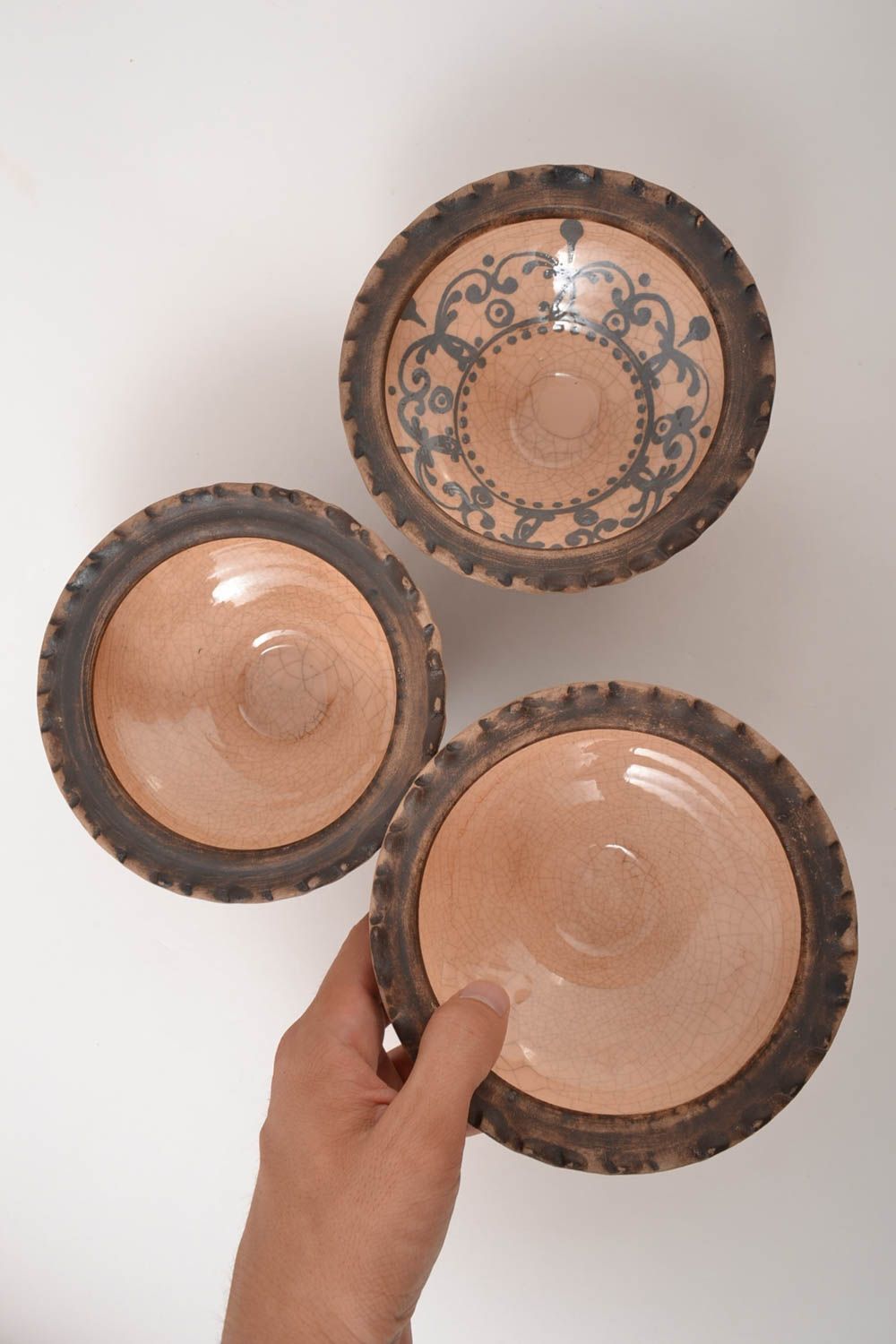 Juego de vajilla artesanal de plato hondos de cerámica utensilios de cocina foto 2