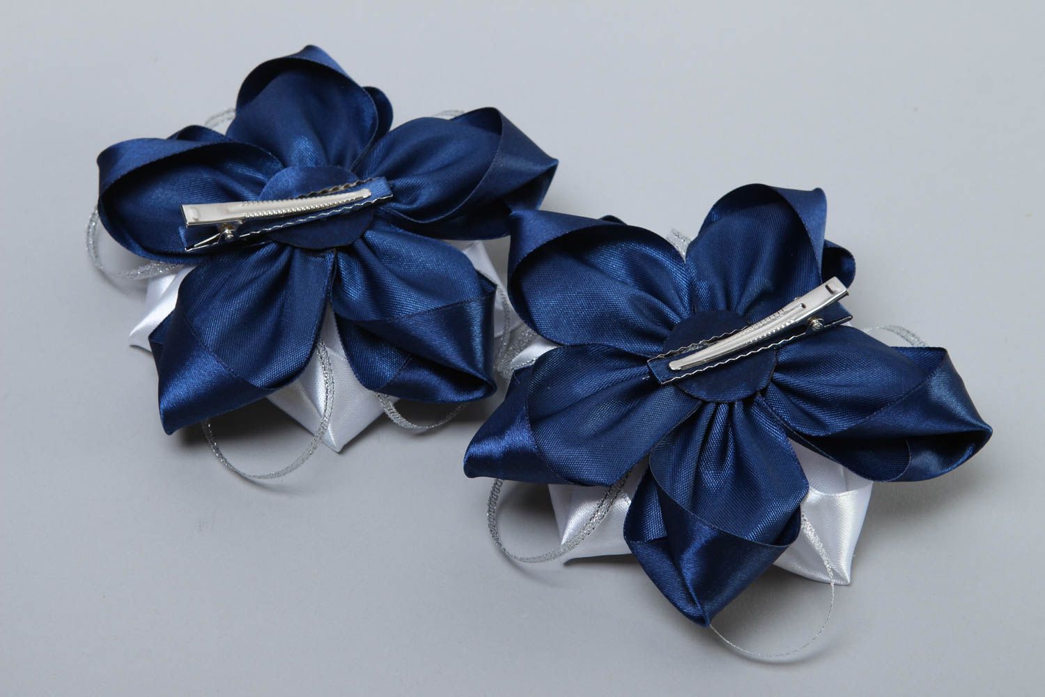 Handmade flower barrette hair clip 2 pieces designer hair accessories gift ideas photo 4