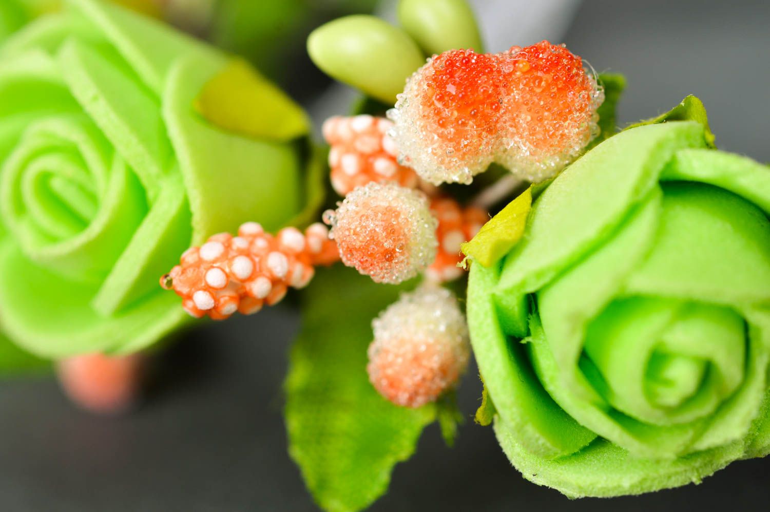 Bracelet floral en foamiran Bijou fait main vert élégant Cadeau pour femme photo 4