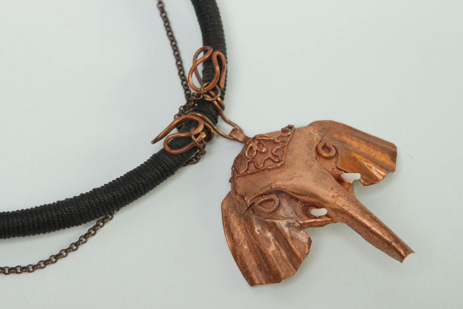 Pendentif éléphant Bijou fait main cuivre métal Accessoire femme design photo 3