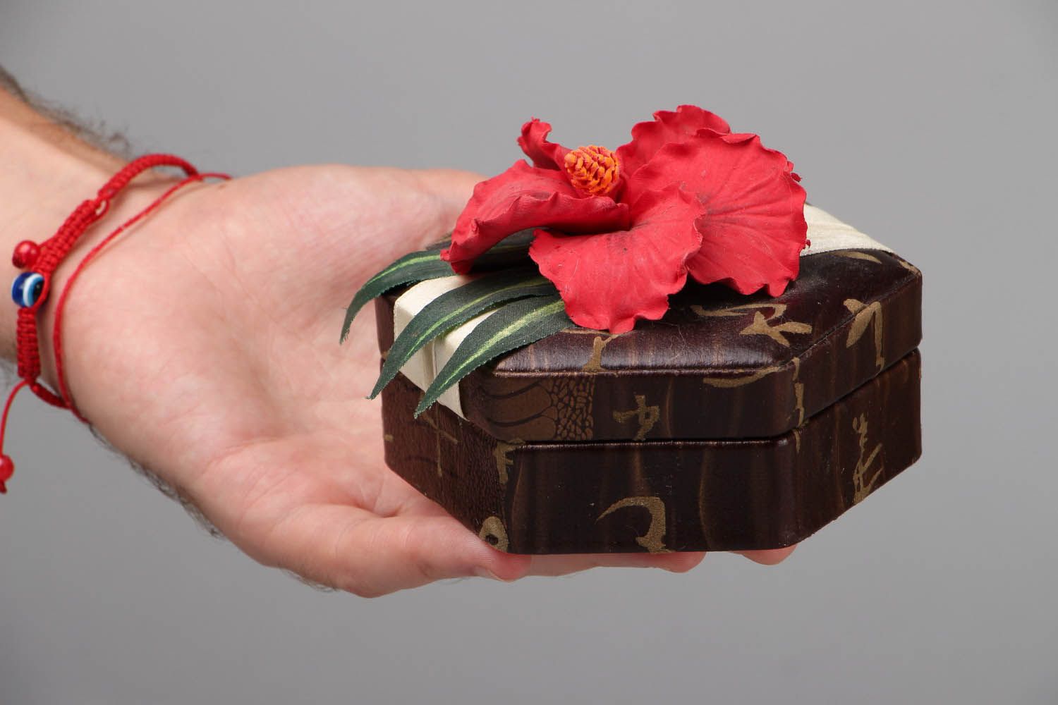 Boîte à bijoux en pâte polymère avec fleur photo 4
