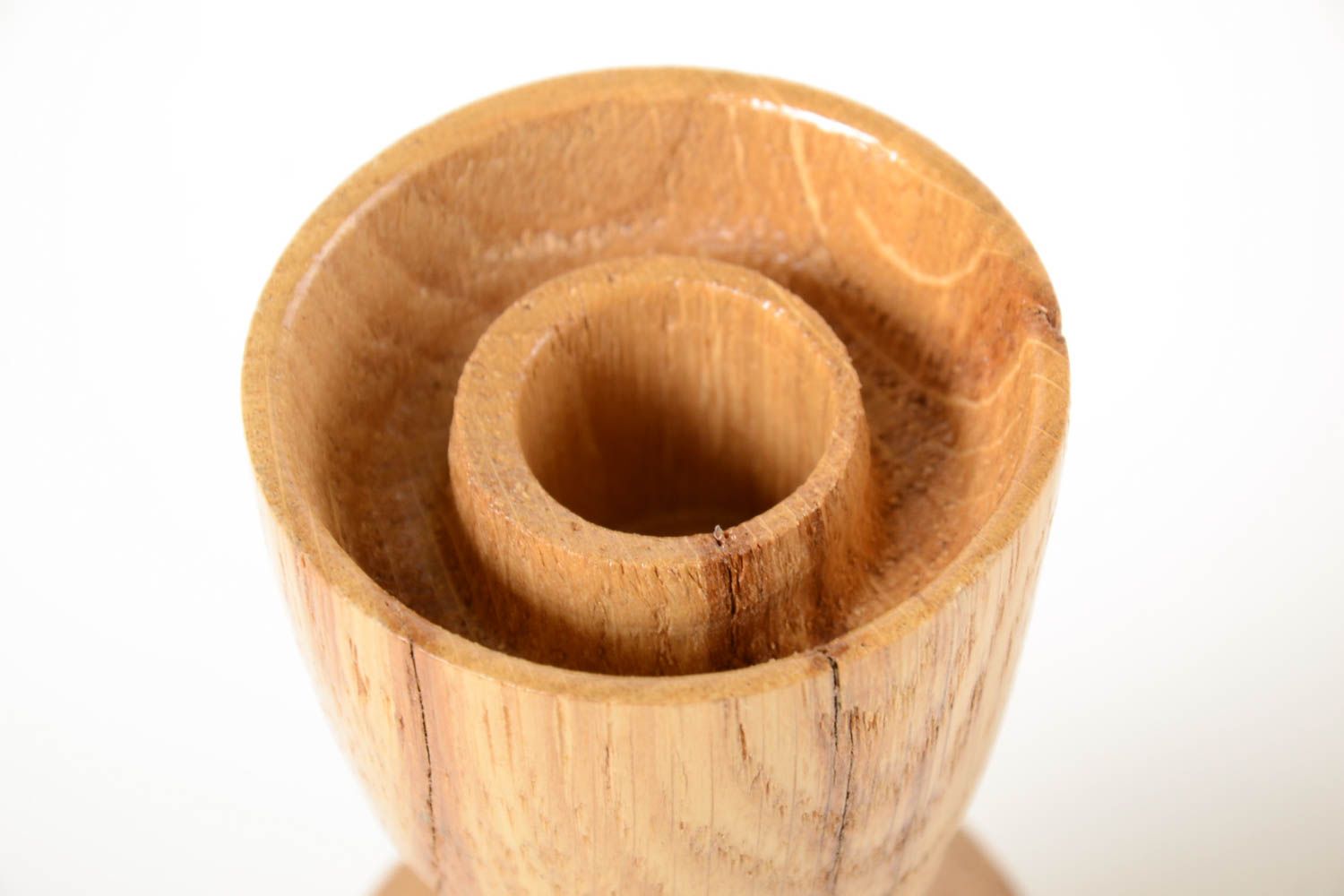 Candelero de madera hecho a mano decoración de hogar soporte para velas foto 3