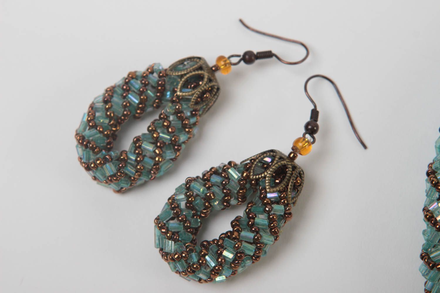 Handmade jewelry set seed beaded necklace earrings and bracelet designer set photo 4
