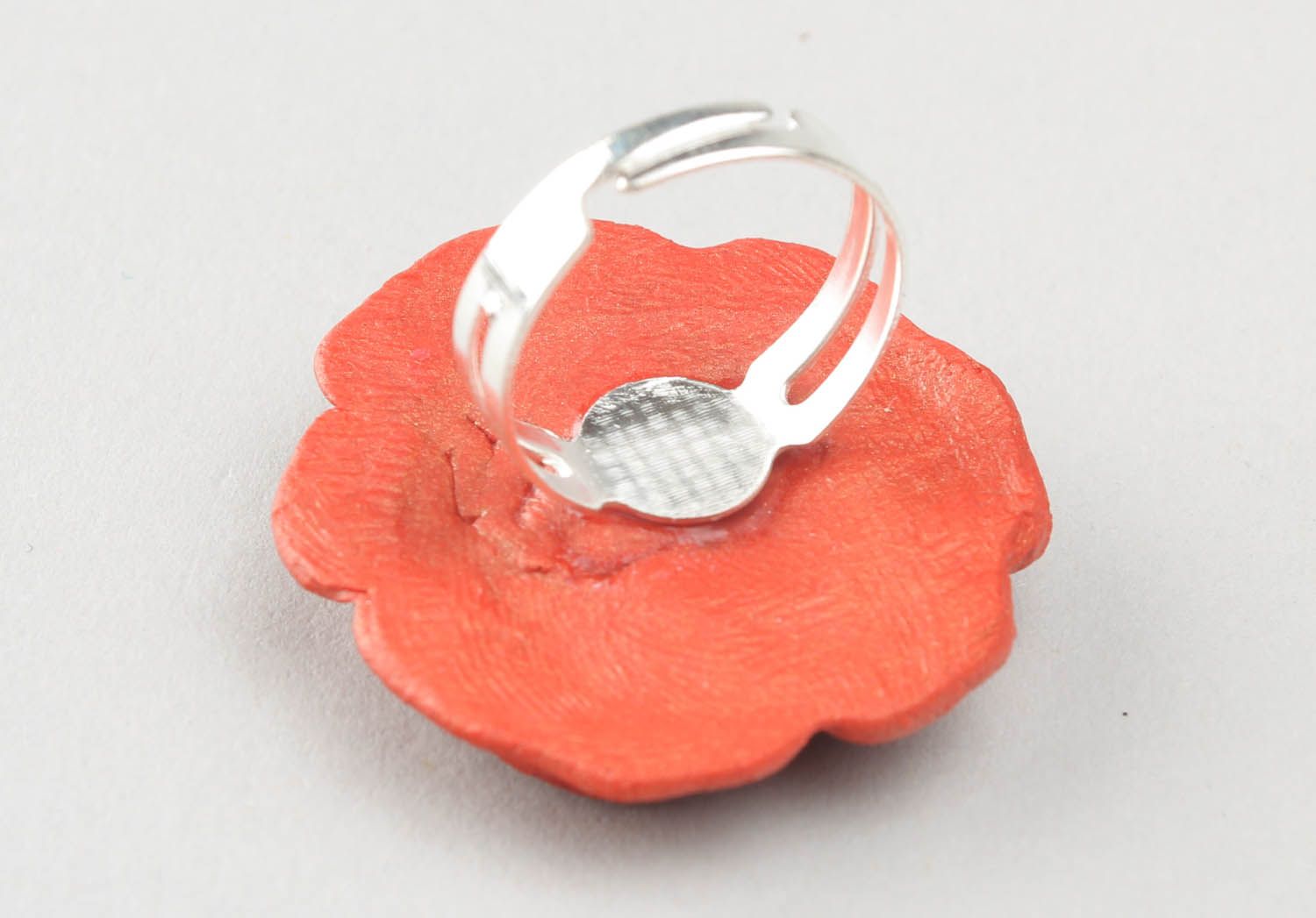 Кольцо-цветок из полимерной глины  фото 5