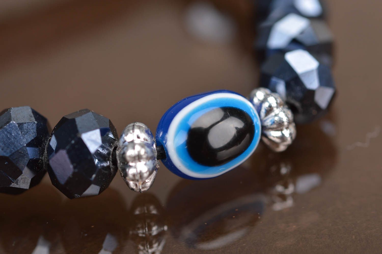 Bracelet fait main tressé fin en perles de cristal à facettes accessoire stylé photo 4