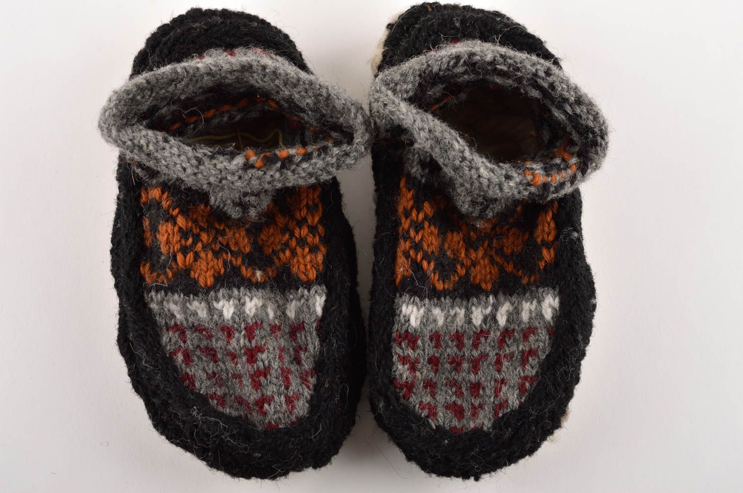 Handmade gestrickte Hausschuhe Kinder Pantoffeln warme Kinderhausschuhe Wolle foto 3