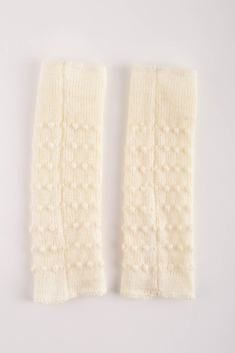 Перчатки без пальцев хэнд мэйд женские перчатки молочные митенки женские фото 2
