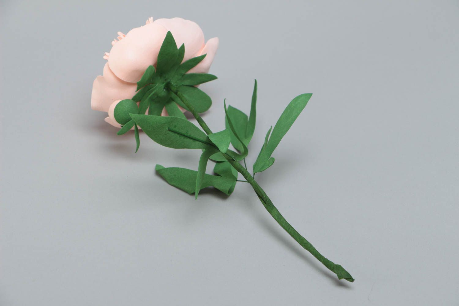 Handmade designer artificial foamiran flower pink peony for interior decoration photo 3