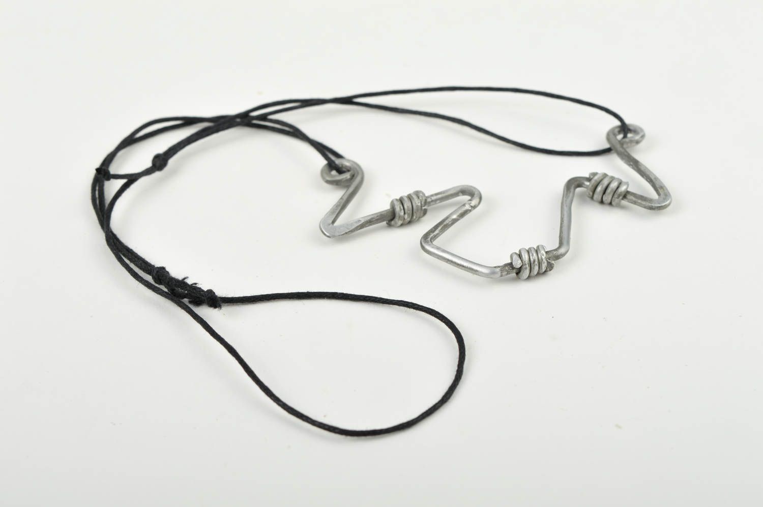 Handmade designer pendant stylish metal accessory unusual pendant on lace photo 4