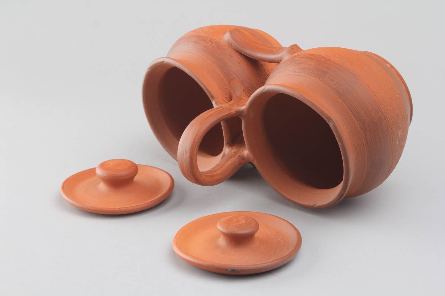 Potes de argila feitos à mão com tampa louça de cerâmica decorativa artesanal foto 3