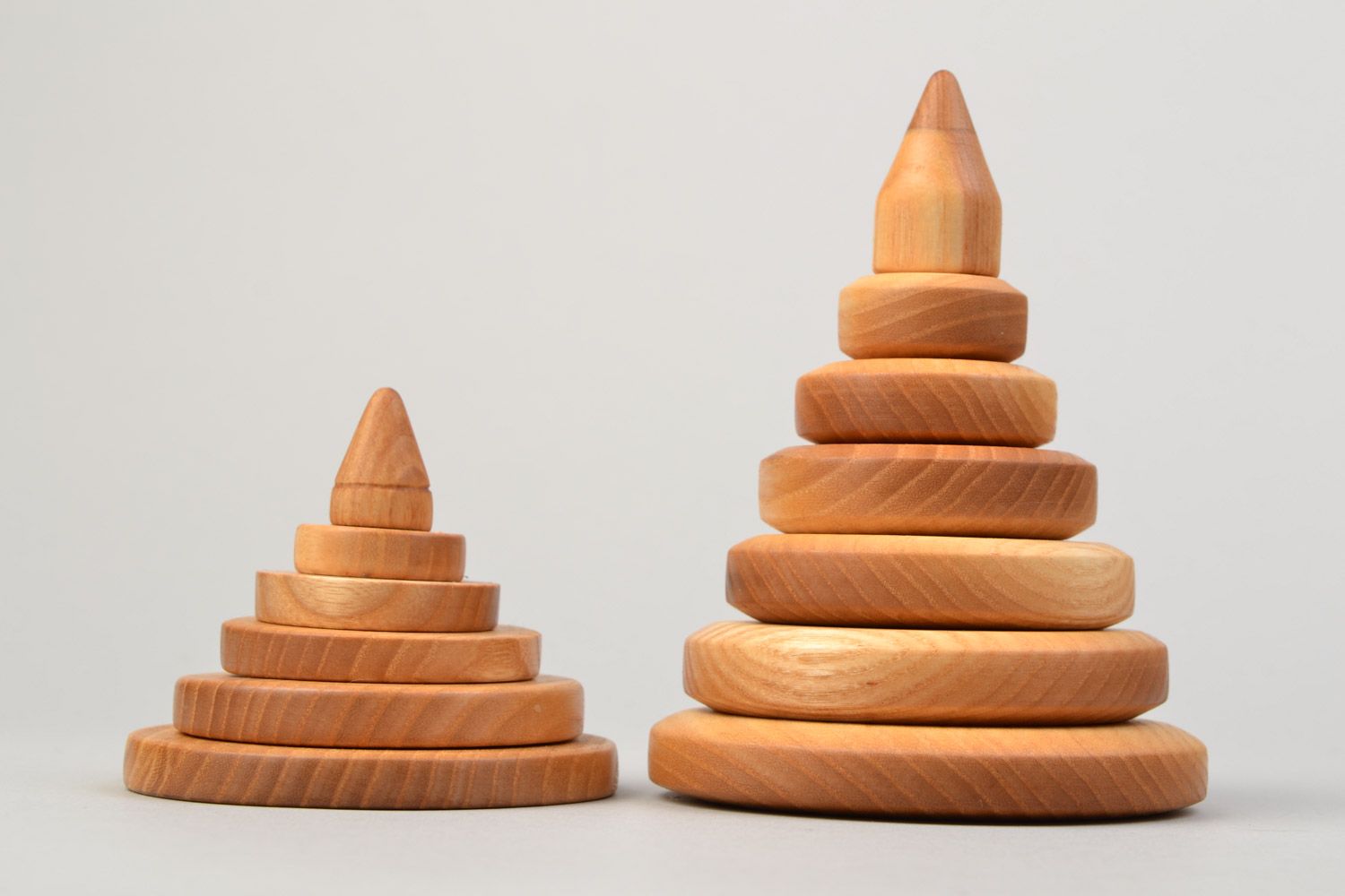 Набор развивающих пирамидок из дерева 7 и 5 элементов игрушки для детей хендмэйд фото 1