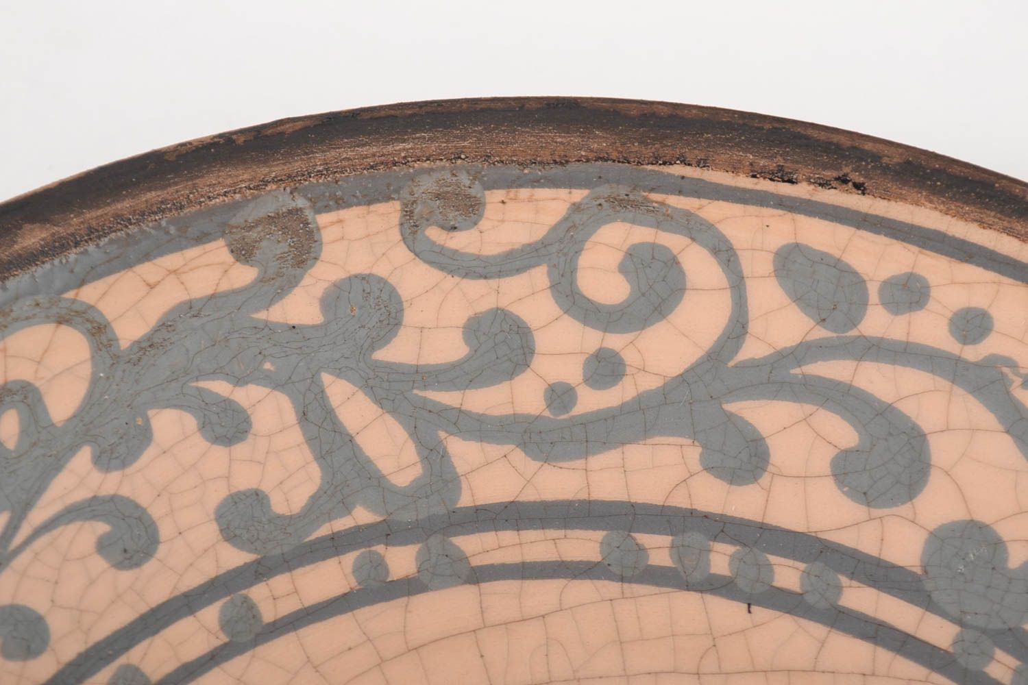 Керамическая тарелка ручной работы глиняная посуда расписная тарелка Узоры фото 2