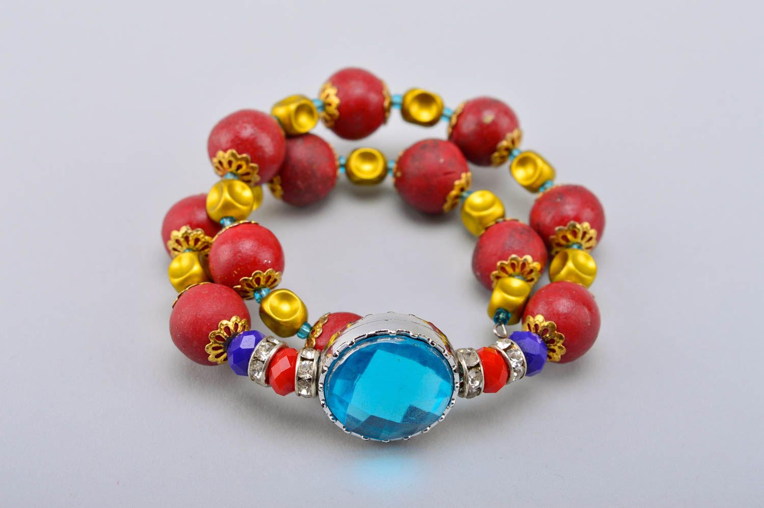 Handmade stylish bracelet unusual beaded bracelet jewelry with crystal photo 3