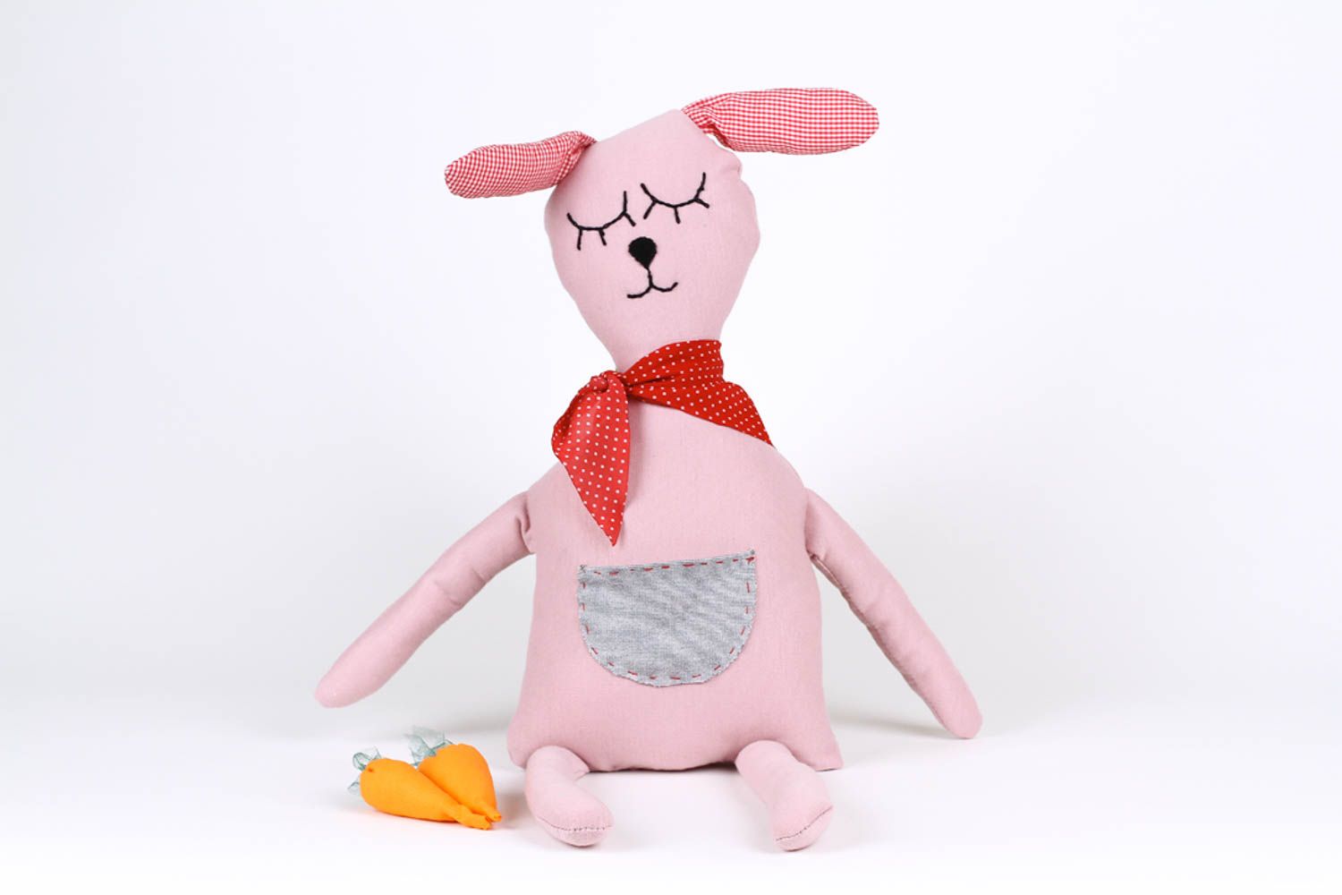 Игрушка заяц ручной работы стильный подарок авторская игрушка розовая красивая фото 1