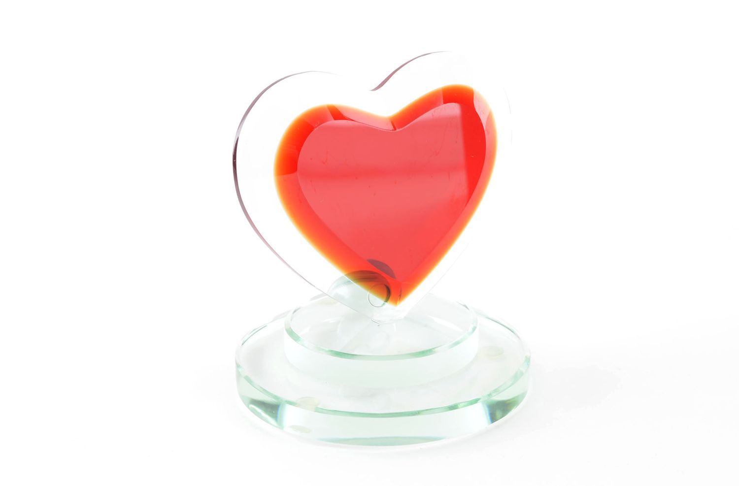 Deko aus Glas handmade Deko Glas Figur  originelles Geschenk Herz mit Ständer foto 4