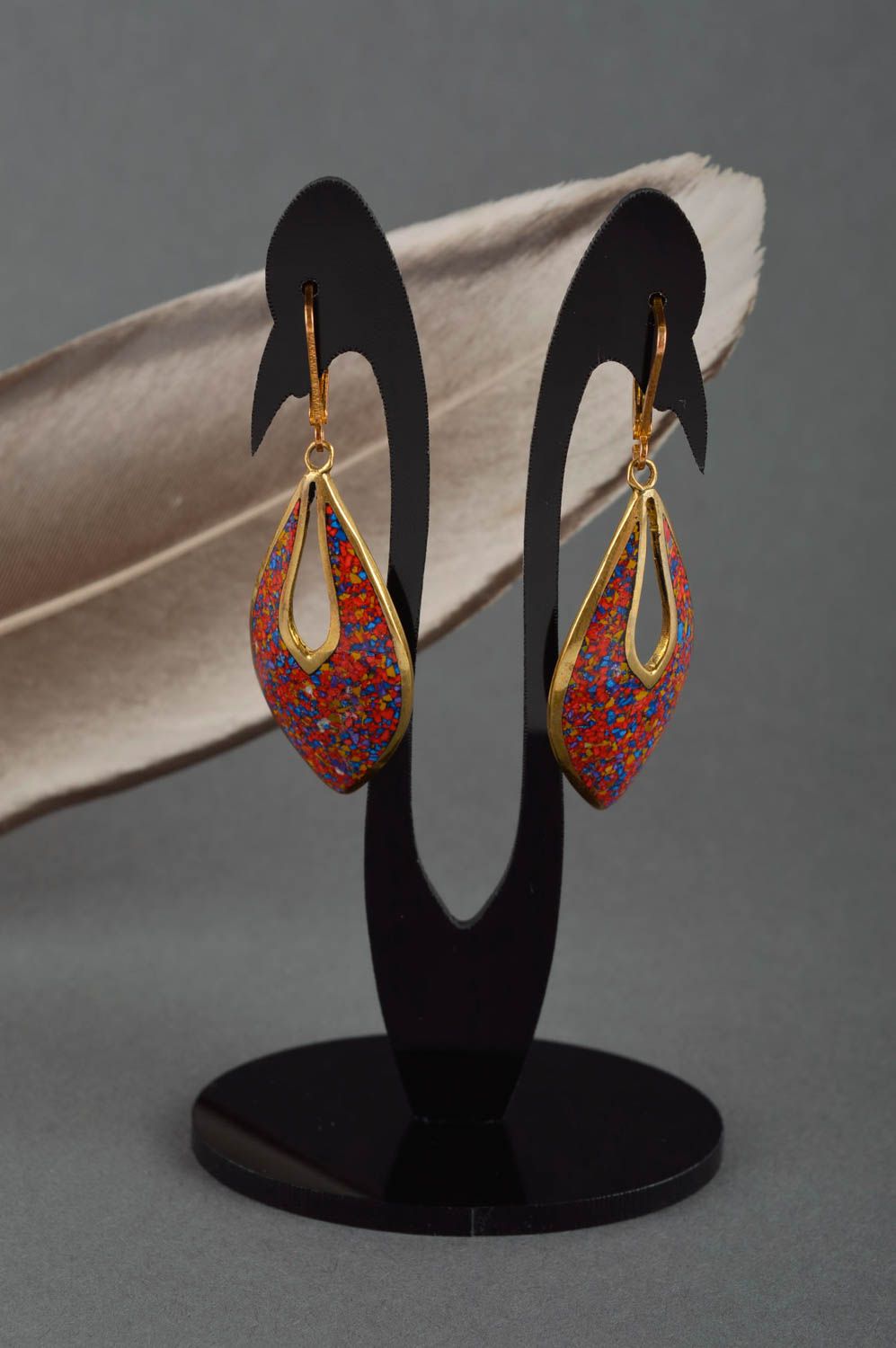 Originelle Ohrringe für Frauen handmade Mode Schmuck lange Messing Ohrringe foto 1