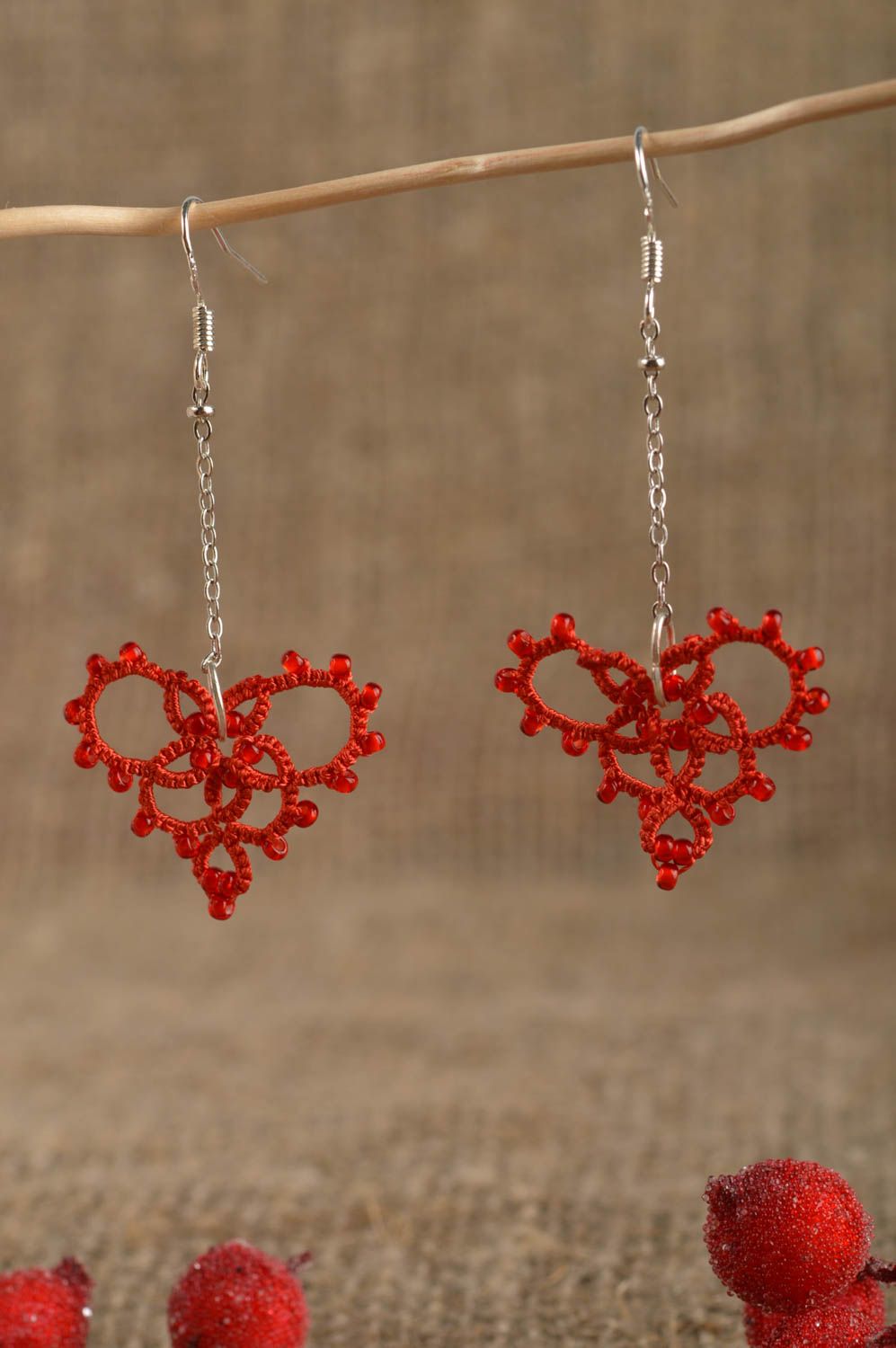 Stylish handmade woven thread earrings textile earrings cool jewelry designs photo 1
