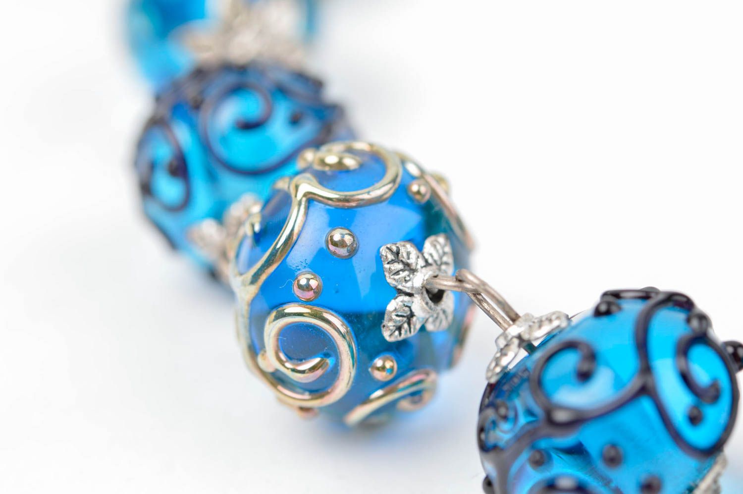Handmade Damen Collier in Blau Modeschmuck Halskette Accessoire für Frauen foto 4