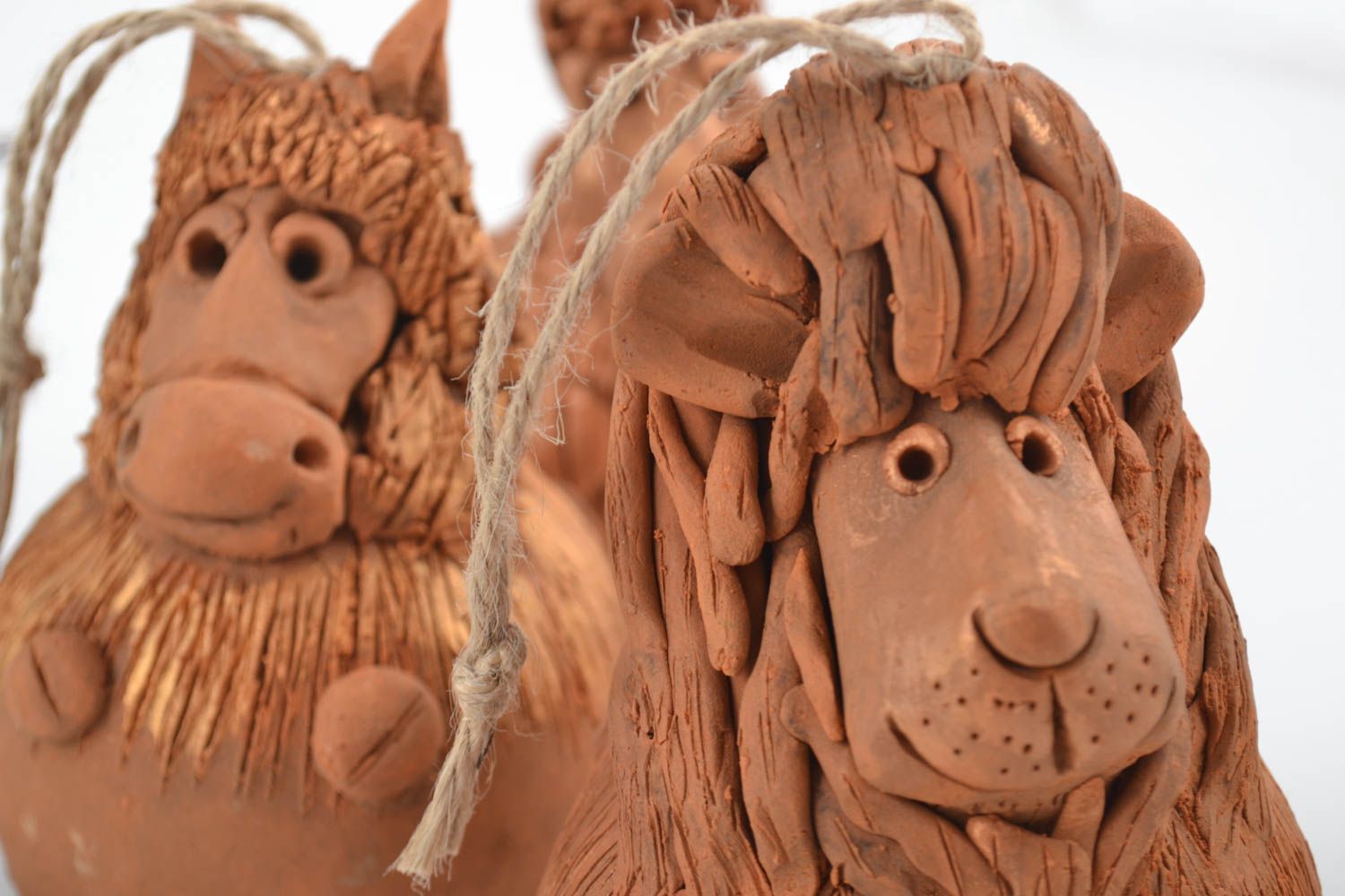 Handmade Ton Glöckchen Anhänger Keramik Deko Anhänger mit Aufhängern 3 Stück  foto 2