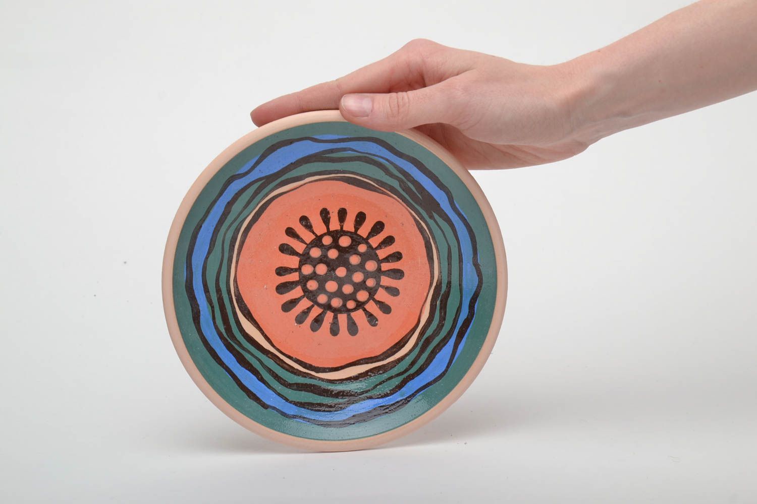 Handmade Teler aus Keramik mit Anguß und Glasur bemallt foto 5
