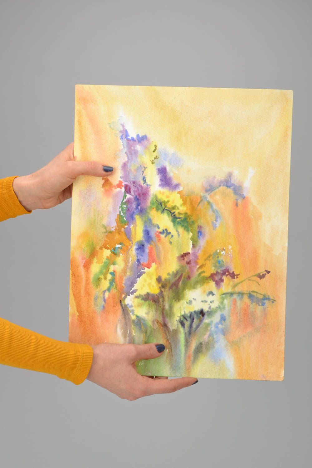 Peinture fleurs à l'aquarelle impressionniste Glaïeuls  photo 1