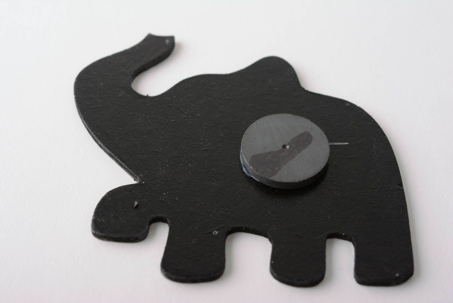 Magnet pour frigo Éléphant noir à motif original décor en bois fait main photo 4