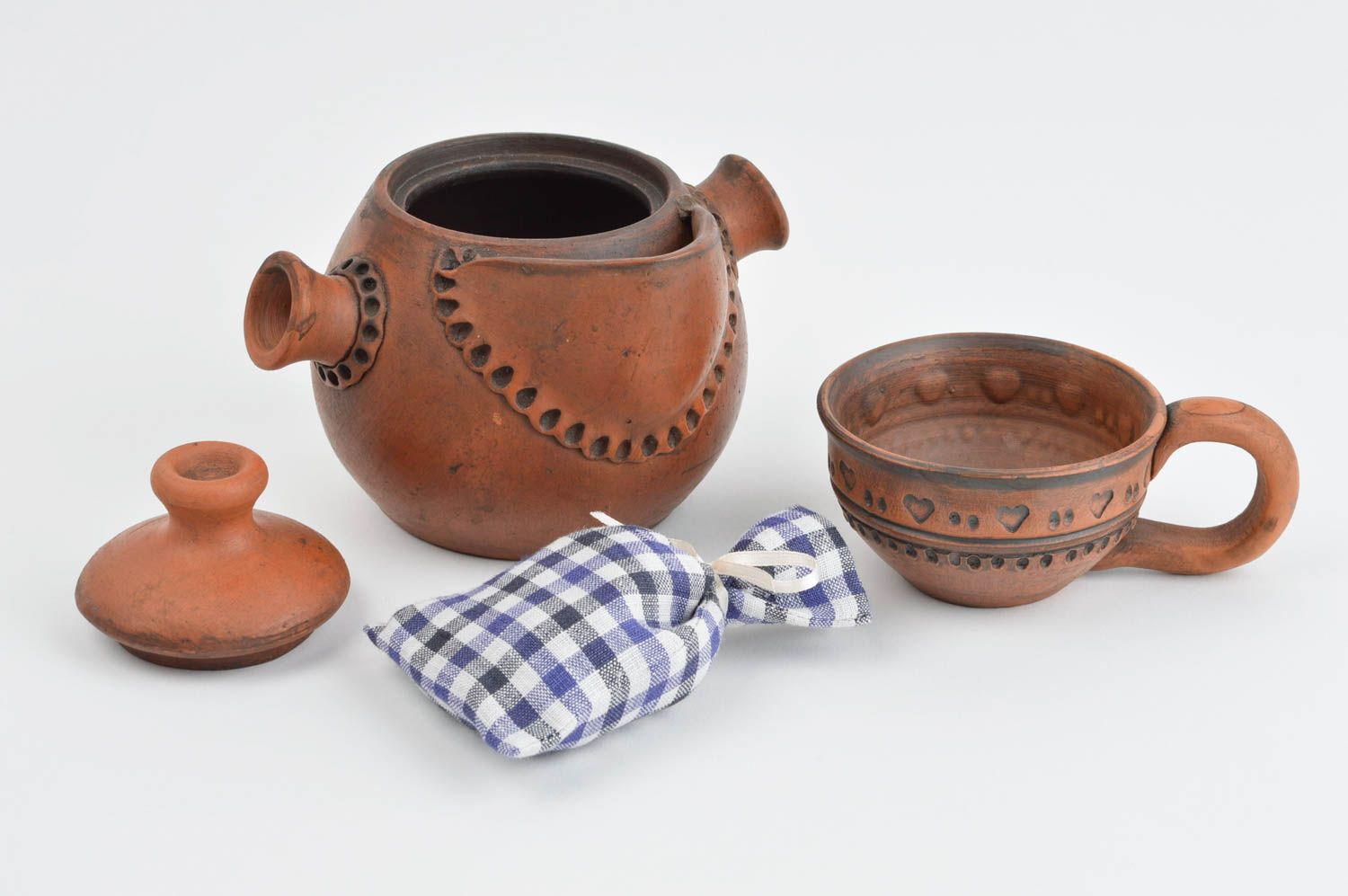 Tetera de cerámica hecha a mano y tazas para té vajilla moderna ecológica foto 1