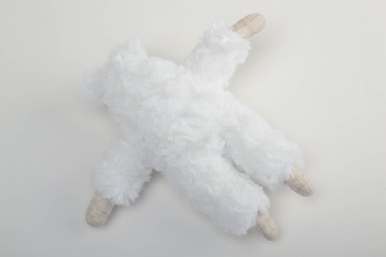 Handmade decorative toy made of artificial fur sheep with a bow interior ideas photo 4