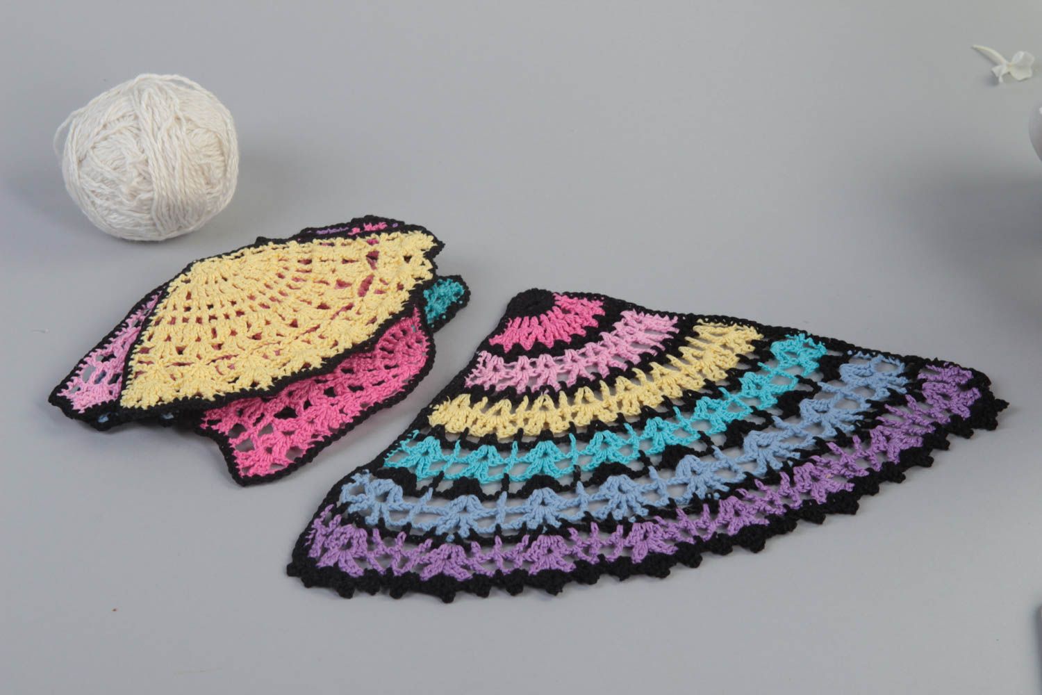Handmade designer coaster unusual kitchen textile cute crocheted coaster photo 1