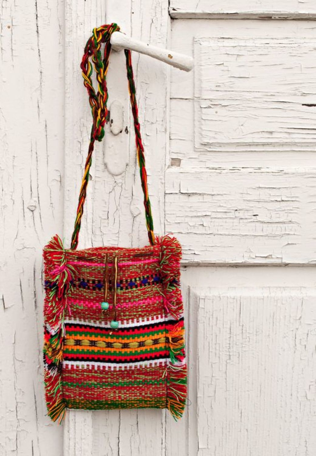 Bright fabric purse made of acrylic threads photo 1