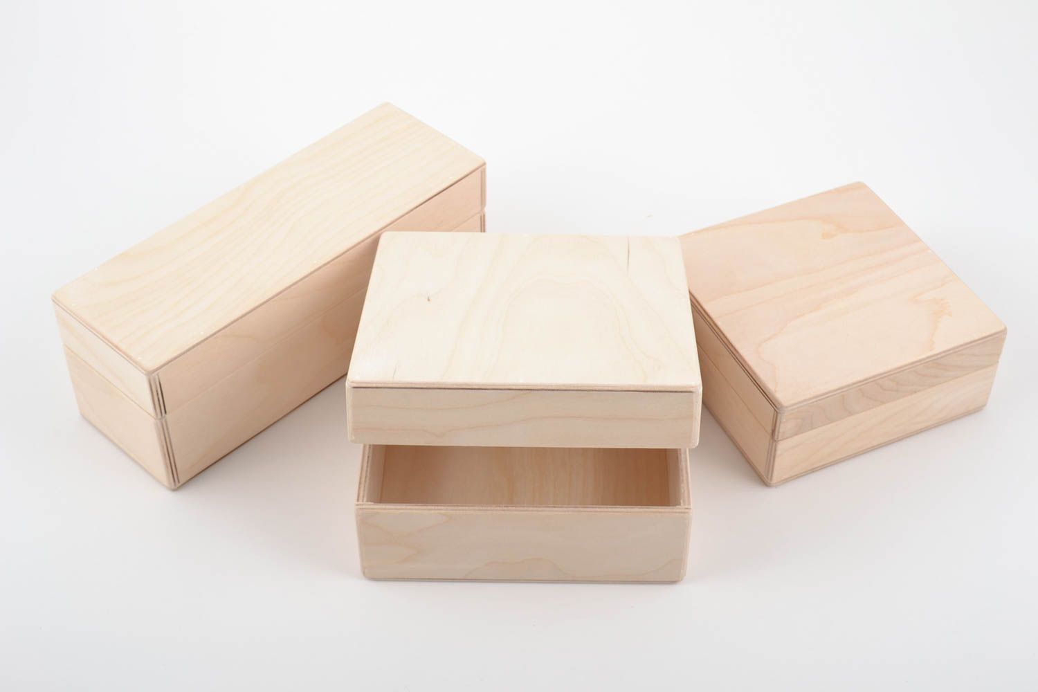 Piezas en blanco para creatividad artesanales cajas de madera 3 piezas  foto 4