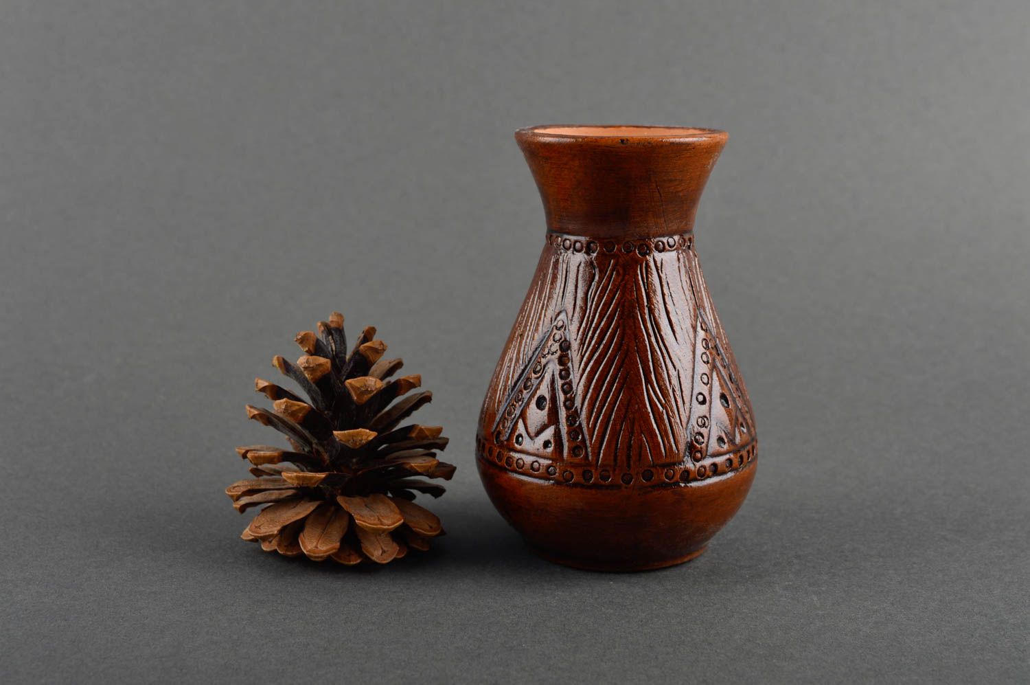 Vase argile fait main Déco maison Cadeau original pour fleurs 20 cl beau photo 1