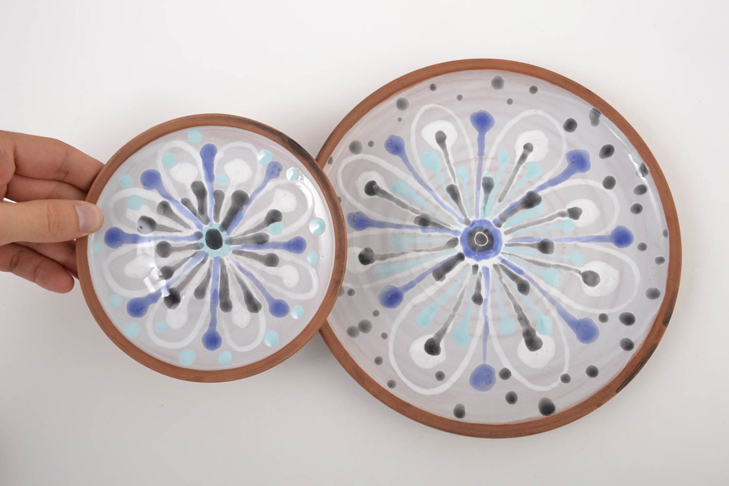 Тарелки ручной работы посуда из керамики глиняные тарелки комплект посуды 2 шт фото 5