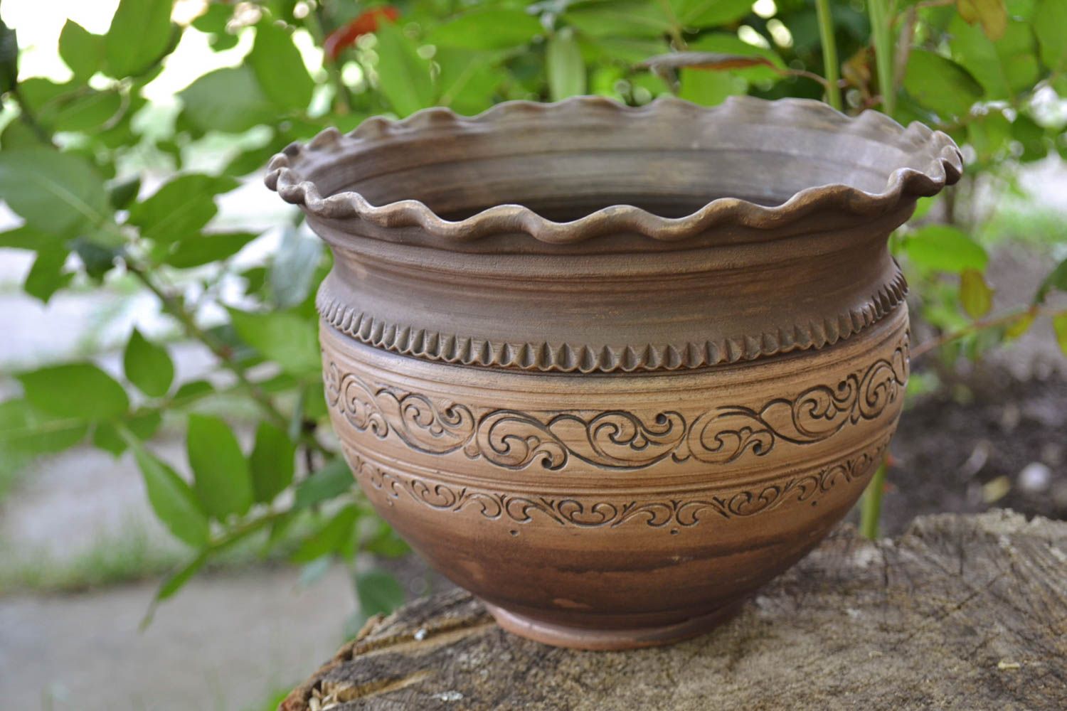 Beautiful clay pot for baking and serving dishes handmade ceramics 4 liters photo 1