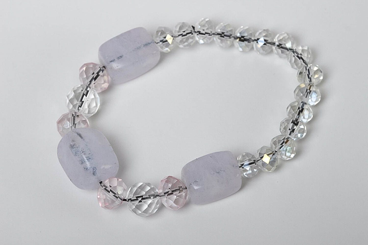 Bracelet quartz verre transparent Bijou fait main imitation pierre Cadeau femme photo 2
