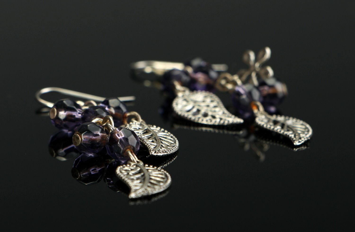 Earrings made of steel and glass Currant berries photo 3