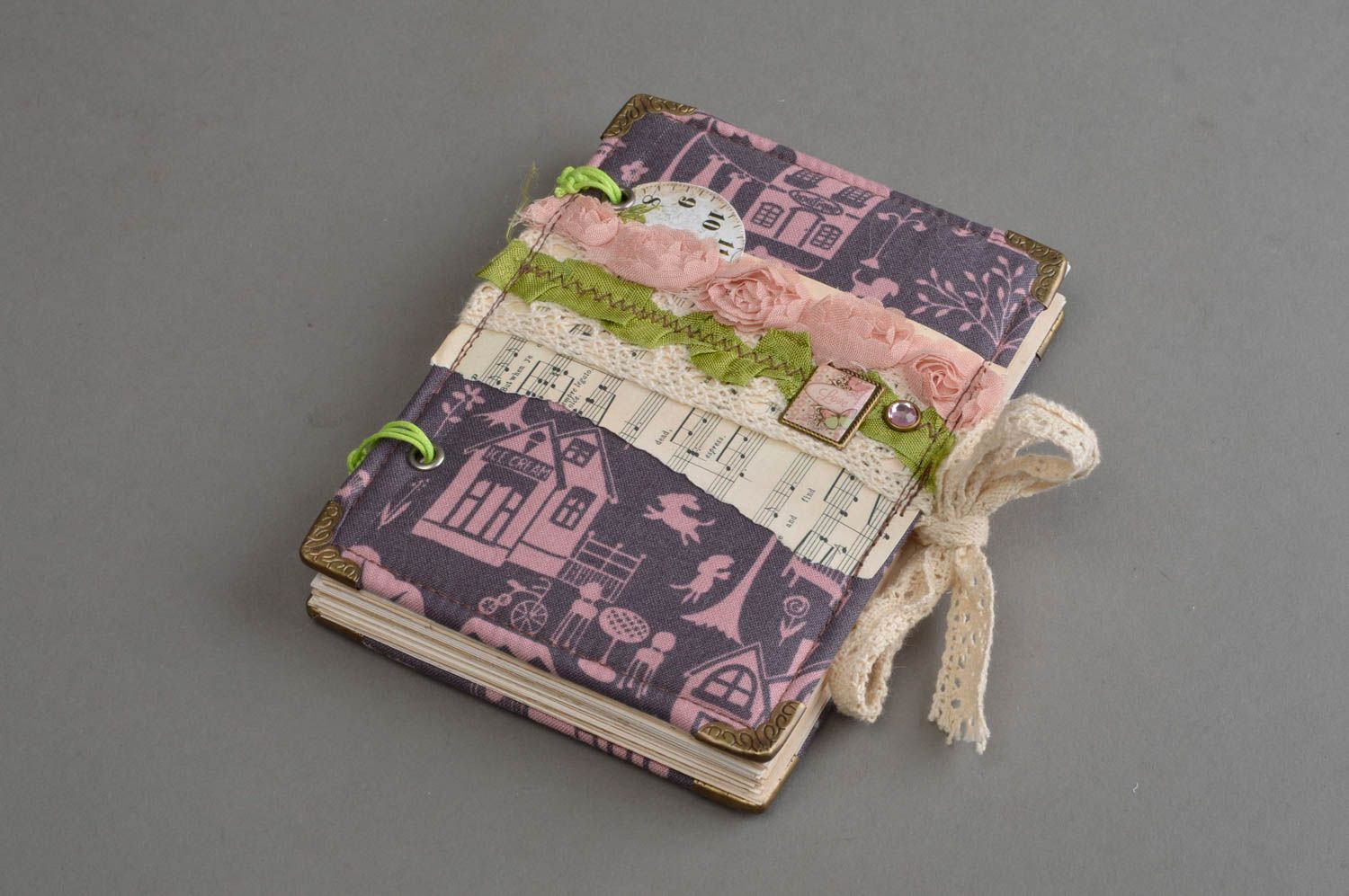 Фиолетовый винтажный блокнот ручной работы в текстильной обложке ручная работа фото 2