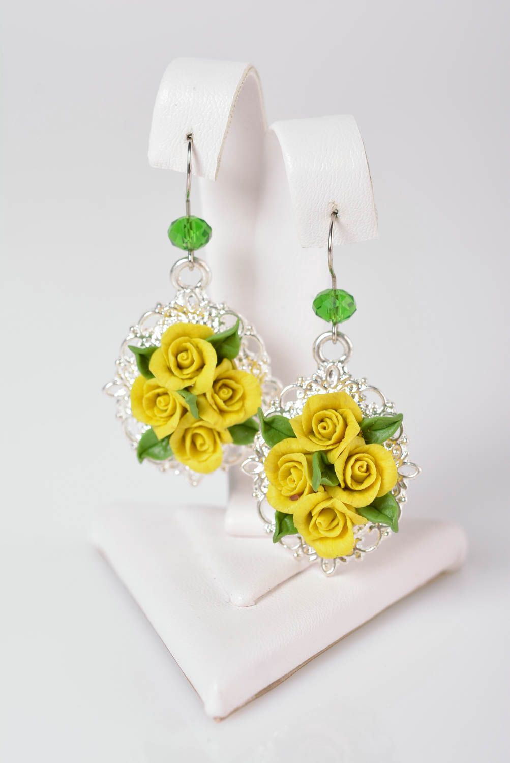 Gelbe Blumen Ohrringe handmade Accessoire für Frauen originelles Geschenk foto 1
