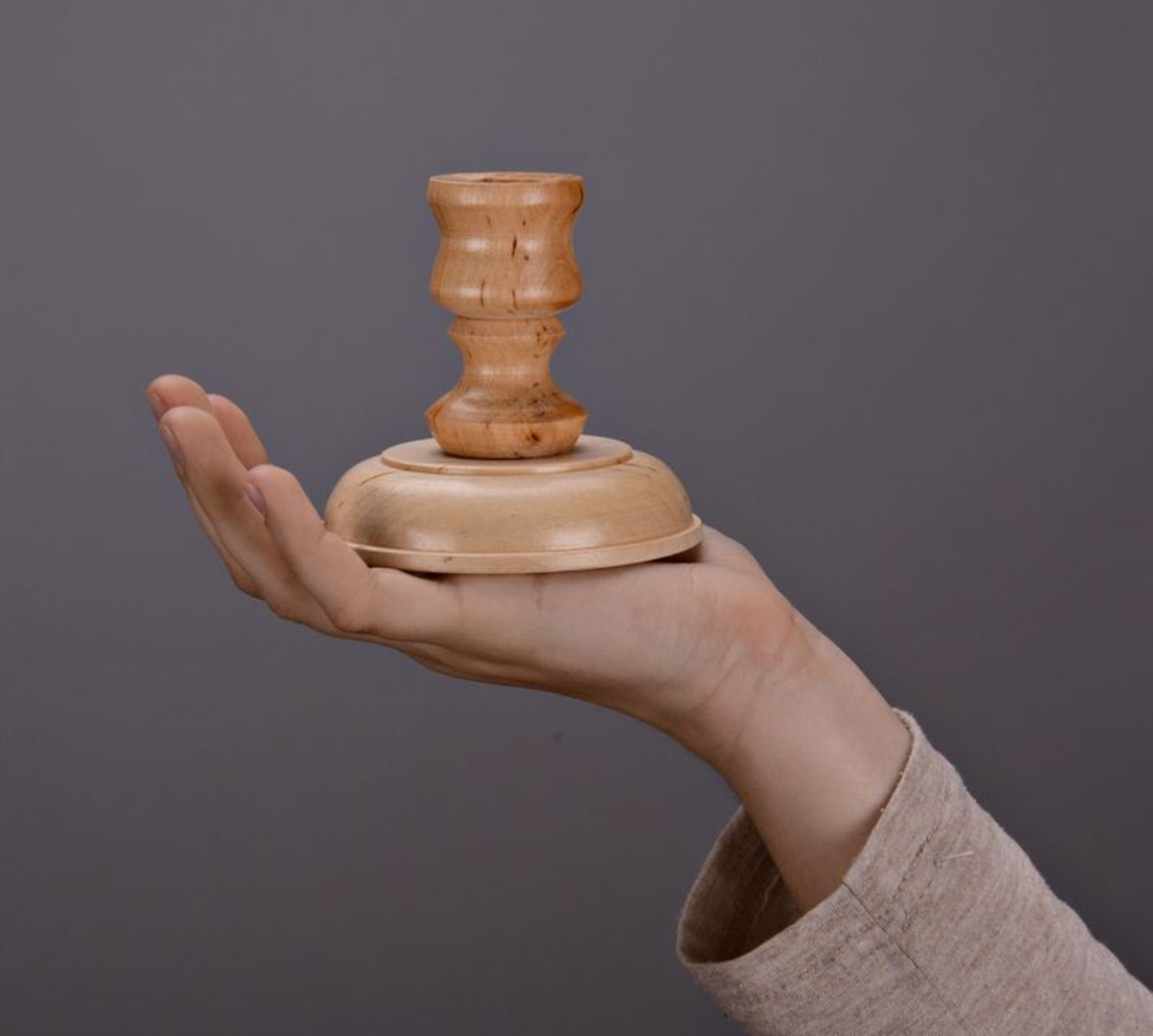 Wooden candlestick for one candle photo 2